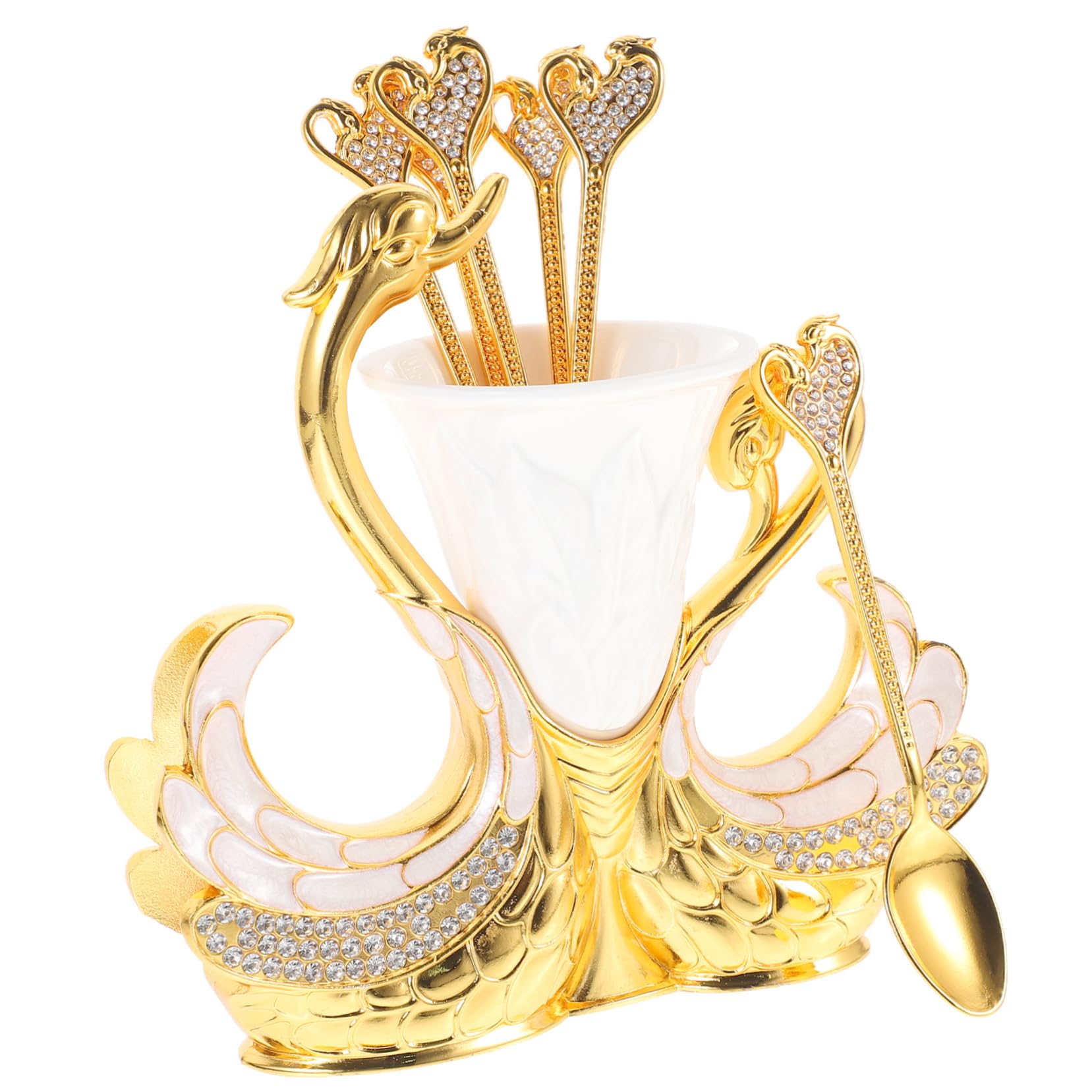 CIYODO 1 Set Coffee Spoon Dessert Spoon with Elegant Swan Base Holder for Home Kitchen Dining and Parties Smooth Finish Easy to Clean Unique Design