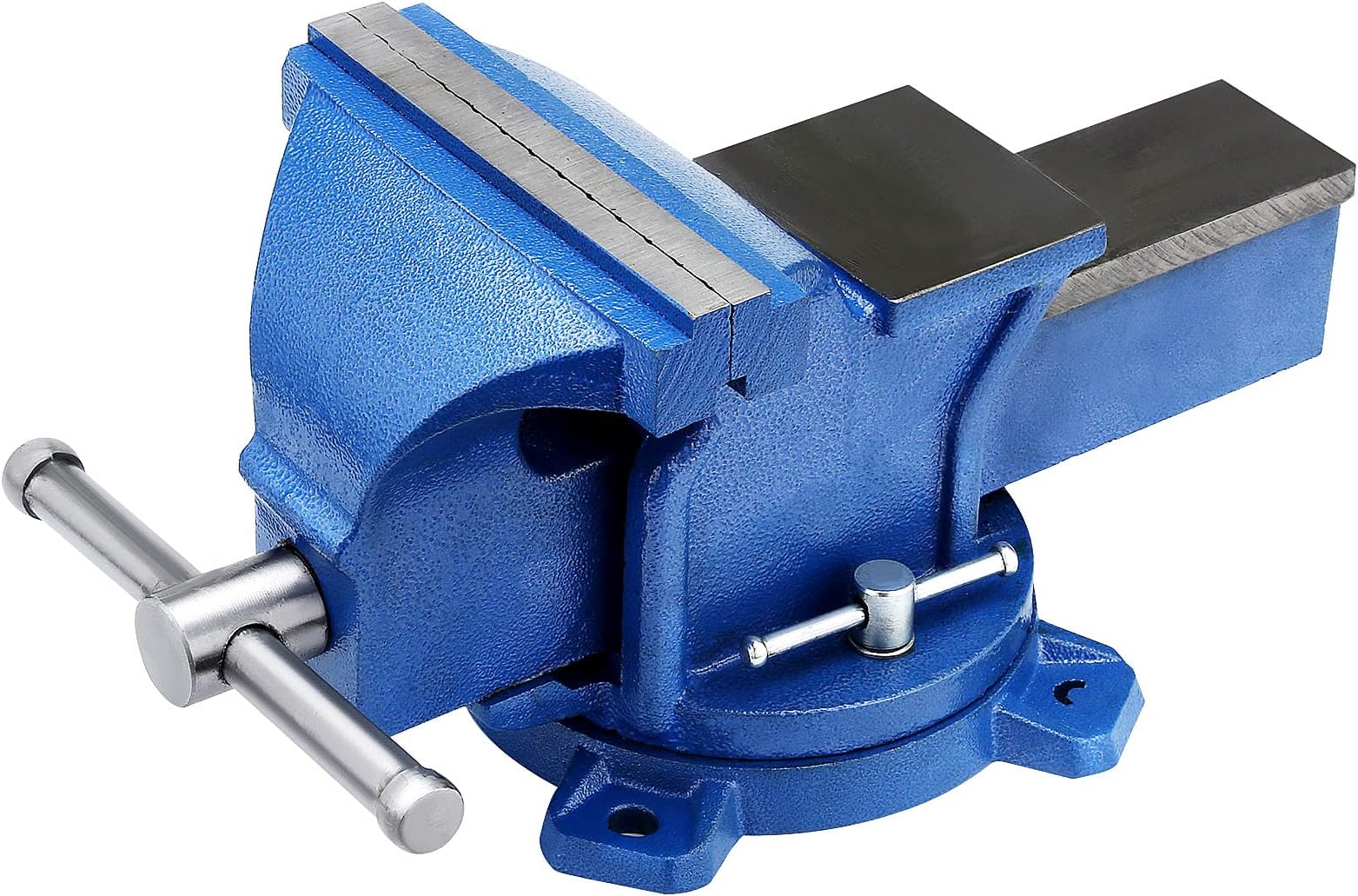 6 Inch Table Vice Heavy Duty Bench Vice with 360 Degrees Swiveling Base Cast Iron Workshop Vise for Workshop Factory, Blue