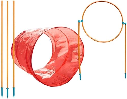 Miniatura 8 de Juego para principiantes de agilidad Zip Zoom para perros de interior con túnel postes para zigzaguear obstáculos de salto de altura por Outward