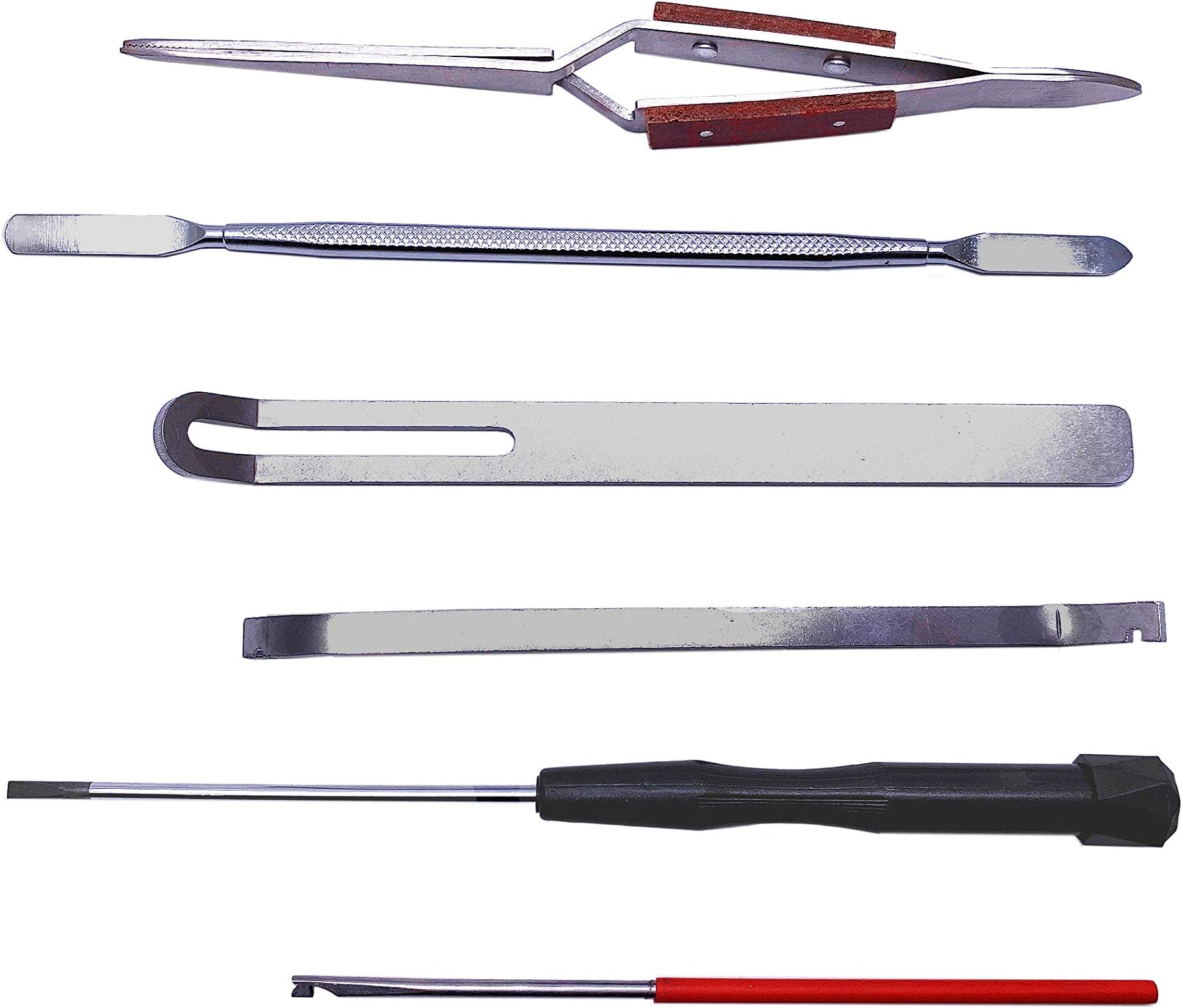 Jiayouy 6Pcs Durable Woodwind Instrument Repair Tool Steel Spring Hook Screwdriver Reverse Tweezers Trimming Tools Set for Sax Clarinet Oboe Flute Piccolo