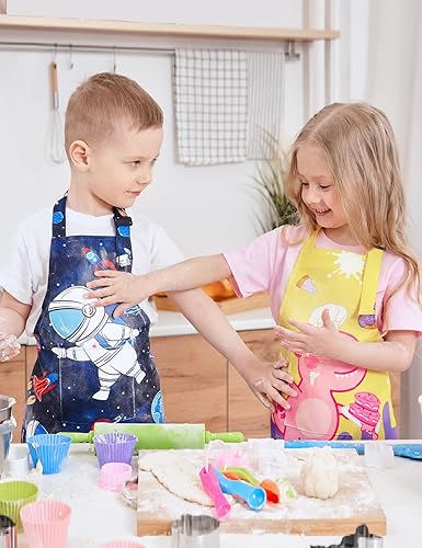 Miniatura 5 de WERNNSAI Delantal artístico para niñas y niños, delantal de pintura para niños pequeños