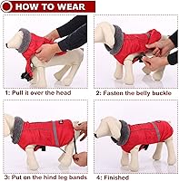 Vista 70 de QBLEEV Abrigo cálido para perro, chaqueta de invierno reflectante, impermeable, resistente al viento, ropa de cuello alto para perro para clima