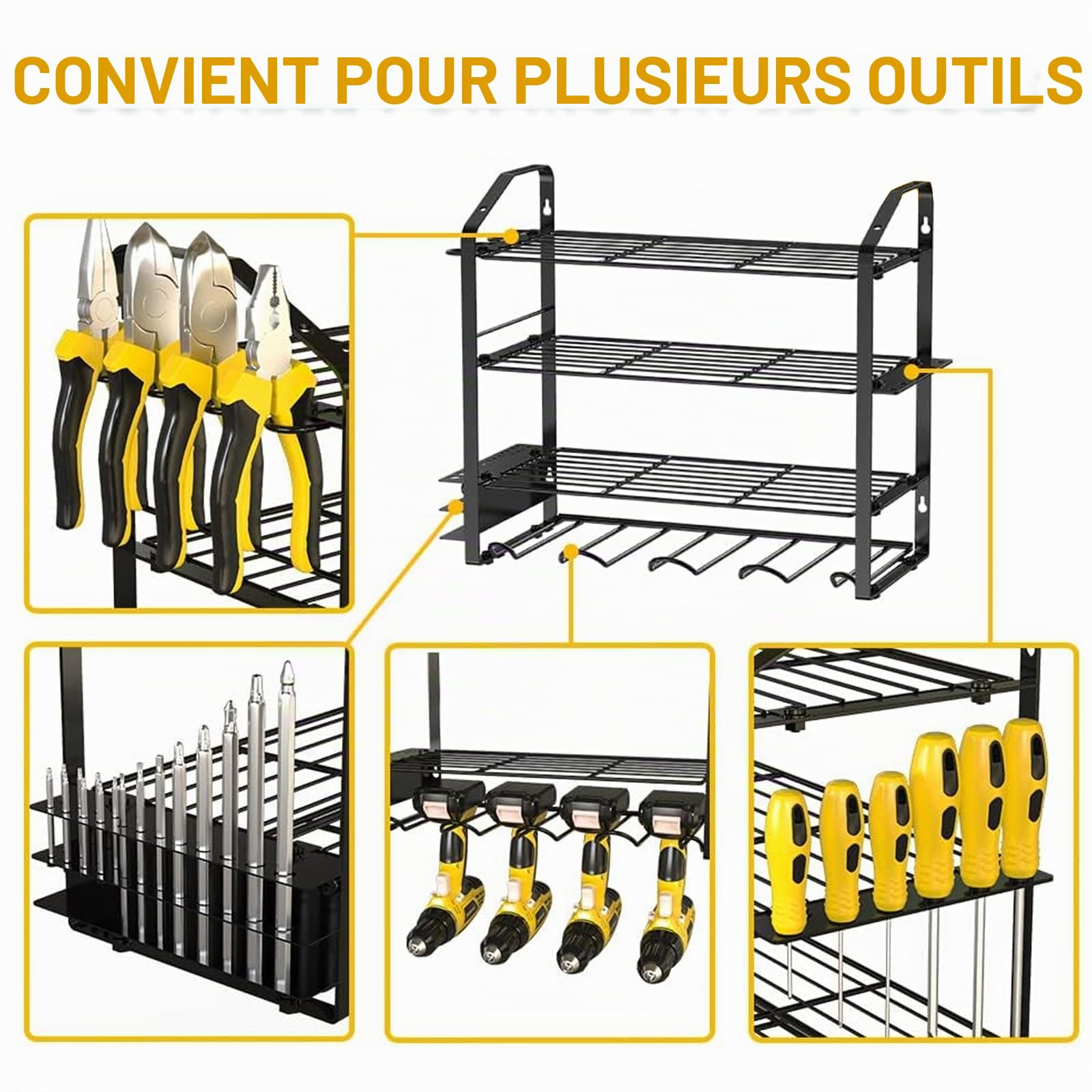 Étagère de rangement robuste et durable pour outils électriques, support mural pour perceuse électrique, économie d'espace, facile à installer
