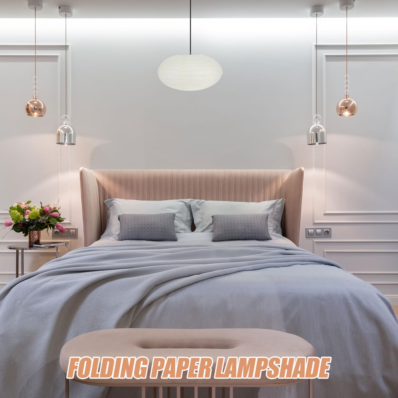 White Paper Lanterns, 2pcs Paper Lampshades for Ceiling Lights Foldable Lamp Shades - Image 2