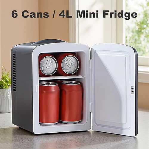 Miniatura 3 de Iceblue Mini refrigerador, refrigerador pequeño retro de 4 litros/6 latas, enchufe de CA y cargador de coche de 12V, refrigerador para productos de