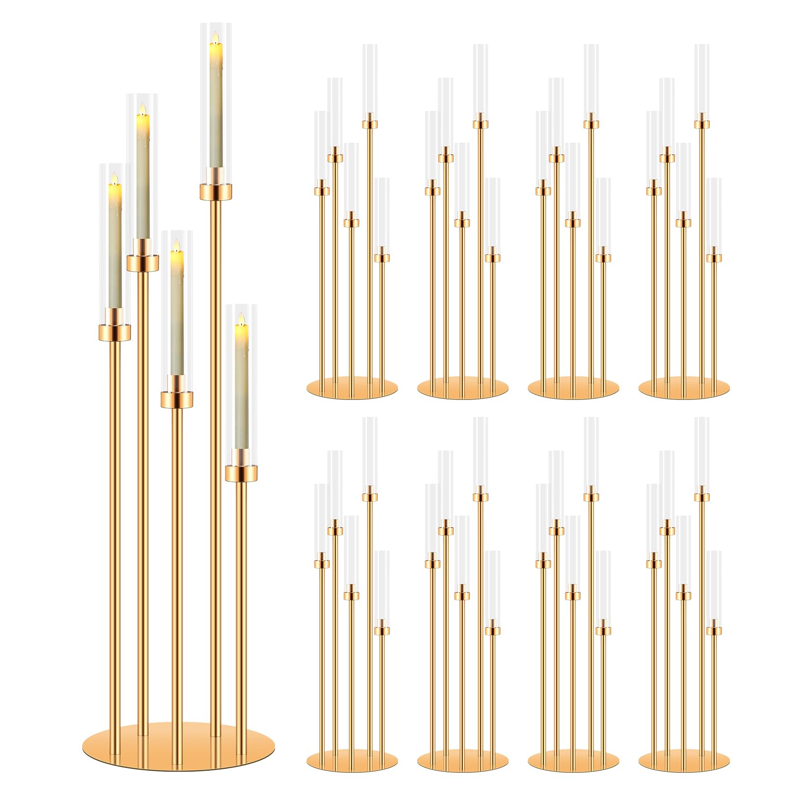 Kerzenhalter mit 5 Armen, goldfarben, 104 cm hoch, Tafelaufsätze für Tische, goldene Kerzenhalter, für Einweihungsgeschenk, Kamin, Abendessen, Halloween, Weihnachtsdekoration, passend für 2,2