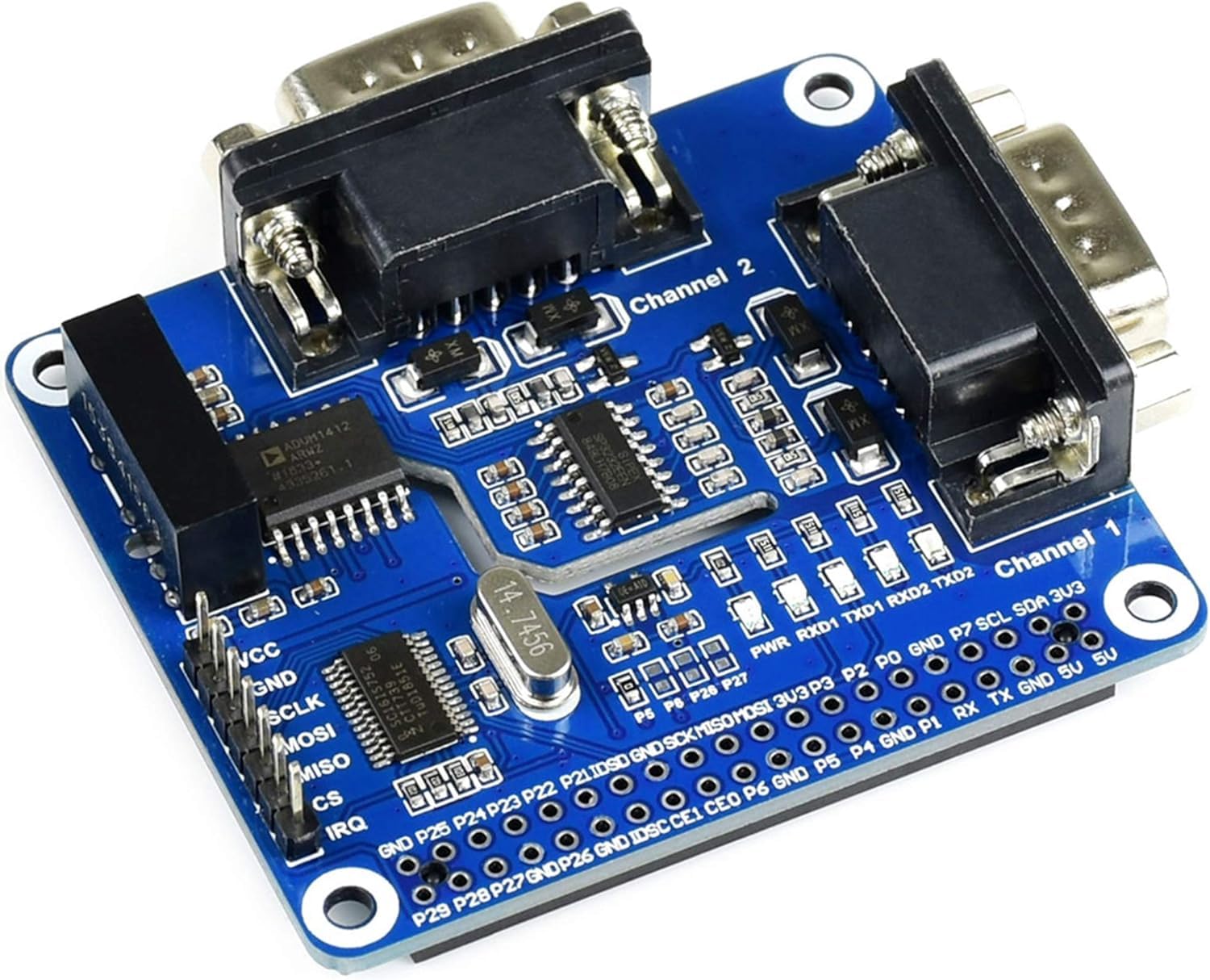 2 Channel Isolated RS232 Expansion HAT for Raspberry Pi 5B/4B/3B+/3B/2B/B+/A+/Zero/Zero W, SC16IS752+SP3232 Dual Chip Convert SPI to RS232 Data Rate up to 921600bps Embed Multi Protection Circuits-picture-20