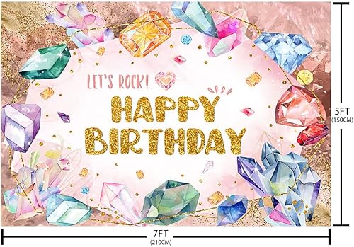 Miniatura 5 de AIBIIN Decoración de fiesta de cumpleaños con texto en inglés "She is a Gem" de 7 x 5 pies, para niños y niñas, diamantes de piedras preciosas