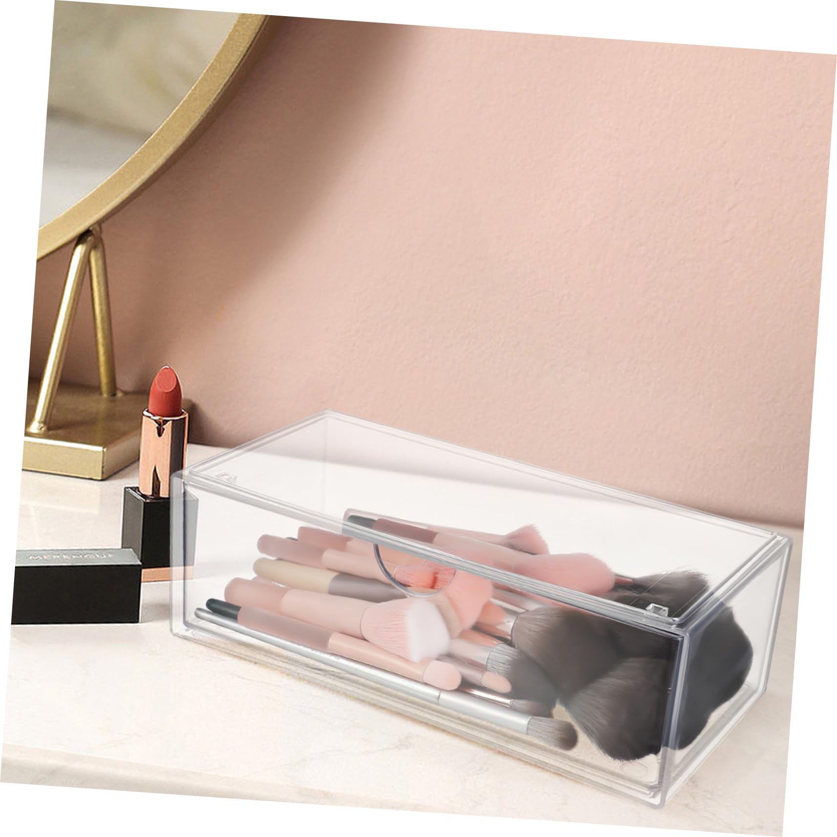 SOIMISS 3 Pièces Boîte De Rangement Récipient En Coton Couvercle Compartiment Rouge à Lèvres Organisateur De Cas De Stockage Se Maquiller Accessoire Bureau Maquillage Transparent Acrylique
