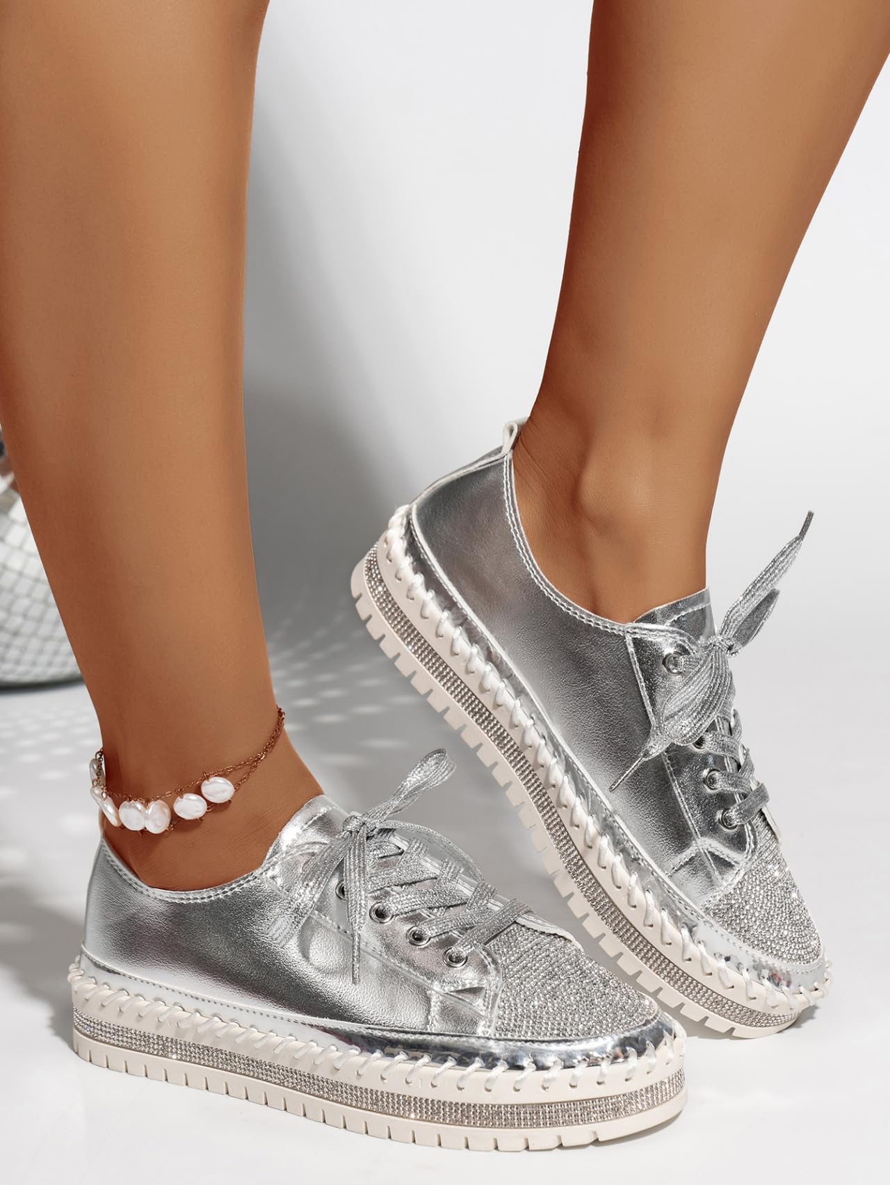 Scarpe casual alla moda con strass scintillanti da donna