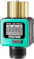 RESTMO Brass Water Flow Meter for Garden Hose - Tracks Gallons/Liters Flow Rate & Usage for RV, Lawn Sprinkler, Nozzle