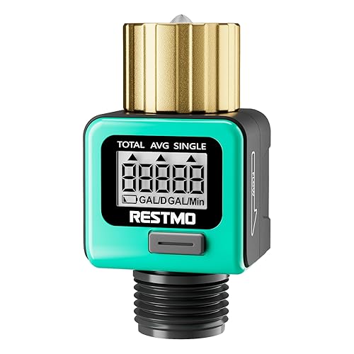 RESTMO Water Flow Meter with Brass Inlet Metal Thread, Measure