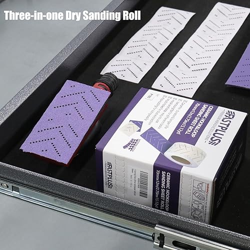 Miniatura 3 de Rollo de hoja abrasiva para lija automotriz, papel de lija multiagujero, 2-34 x 13.2 yardas, papel de lija rectangular desgarrado a mano, rollo de