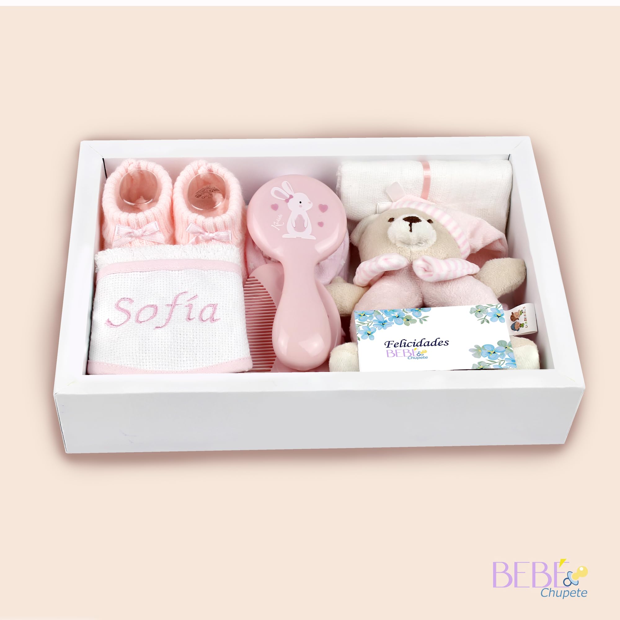 BEBÉCHUPETE Regalos bebes recien nacidos originales personalizados - Cosas para bebes recien nacidos - Primera puesta bebe recien nacido - Regalo bebe recien nacido niña/o - Cestas bebe (Rosa)