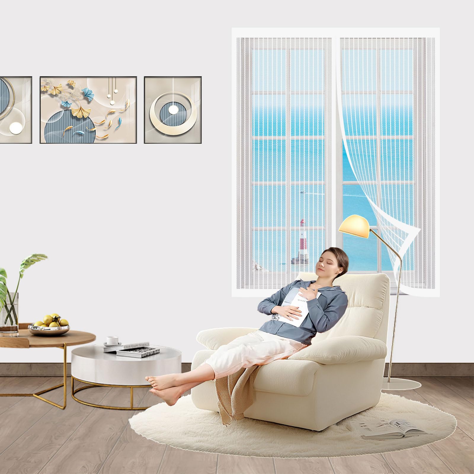 Moustiquaire magnétique 116 x 248 cm pour garder l'air frais sans moustique