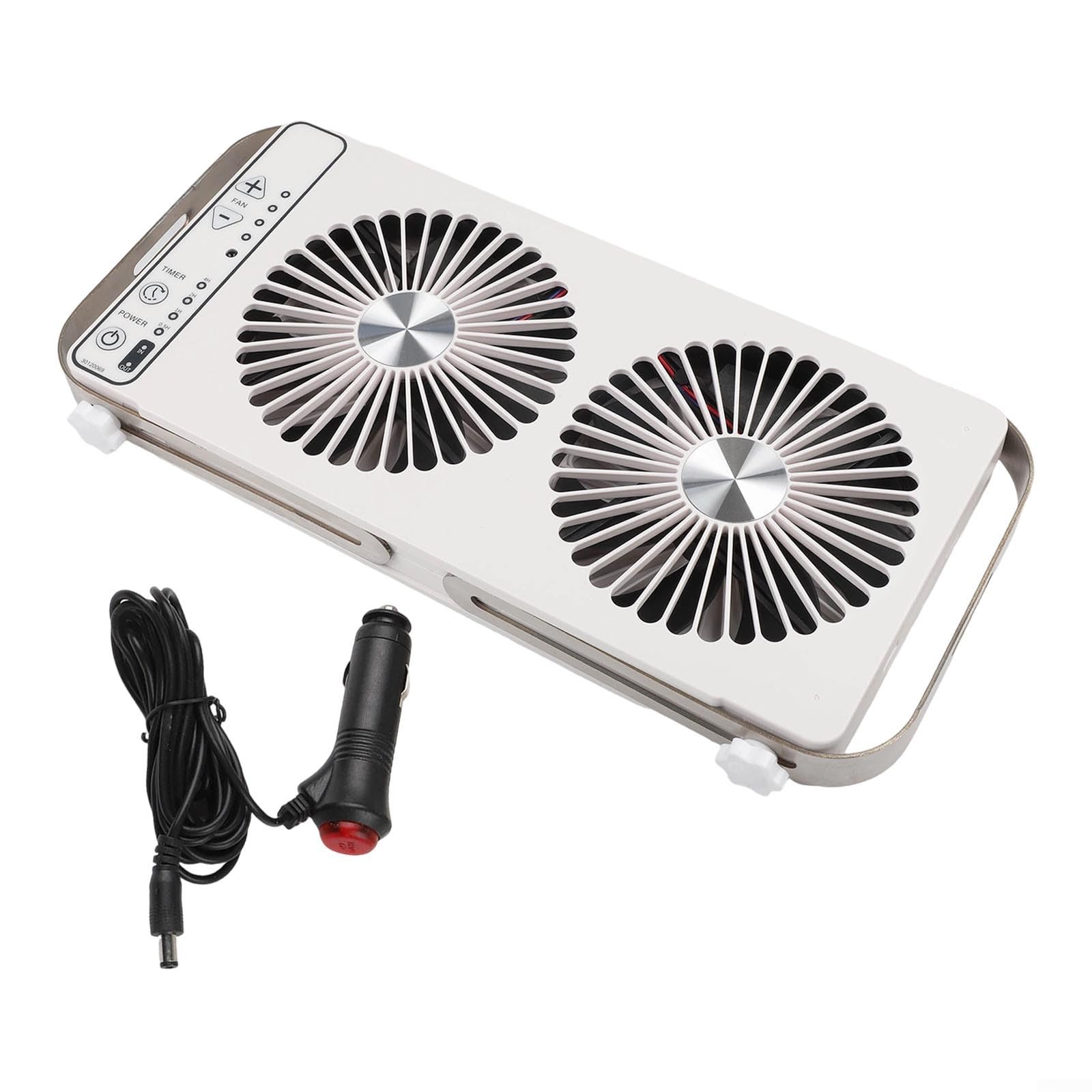 Ventilateur de fenêtre de toit pour camping-car, double fenêtre, 4 réglages de vitesse, panneaux extensibles de 37 à 59 cm, pour camping-car (blanc)