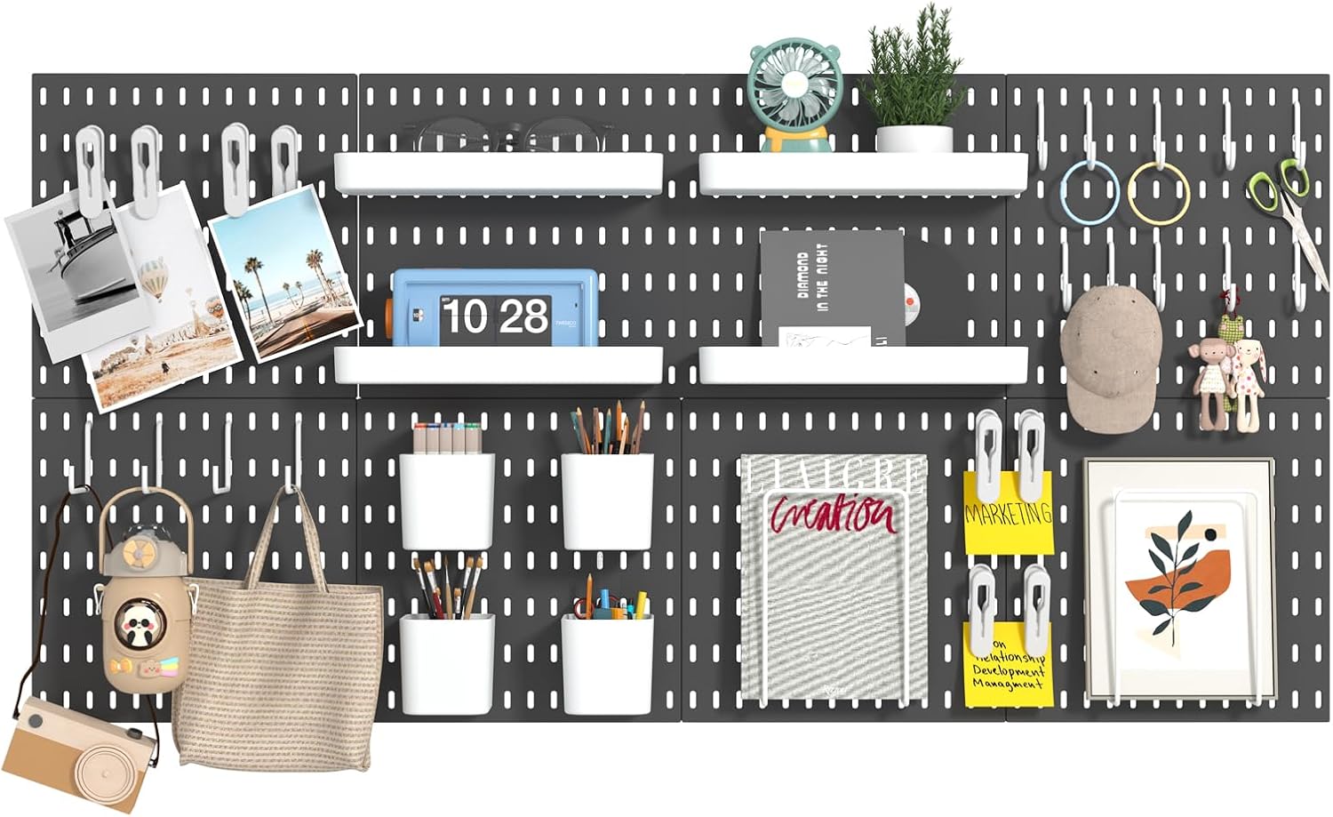 8-Pack 22"x44" Plastic Pegboard Panels Durable Modular Organizer Boards for Wall Storage, Garage, Workshop & Craft Room – Lightweight & Easy to Install