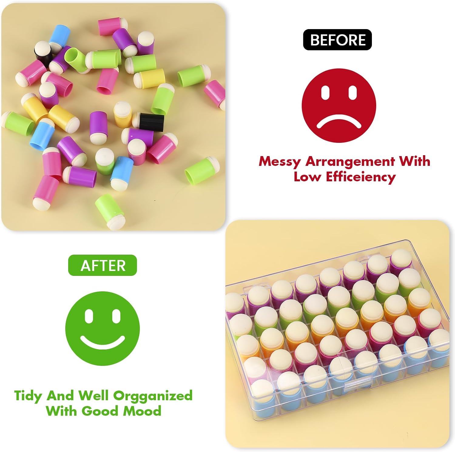 40 Pieces Sponges Daubers with Storage Case - Finger Sponge Daubers with Soft Sponge Head - Perfect for Painting, Drawing, Stenciling, Card Making and More