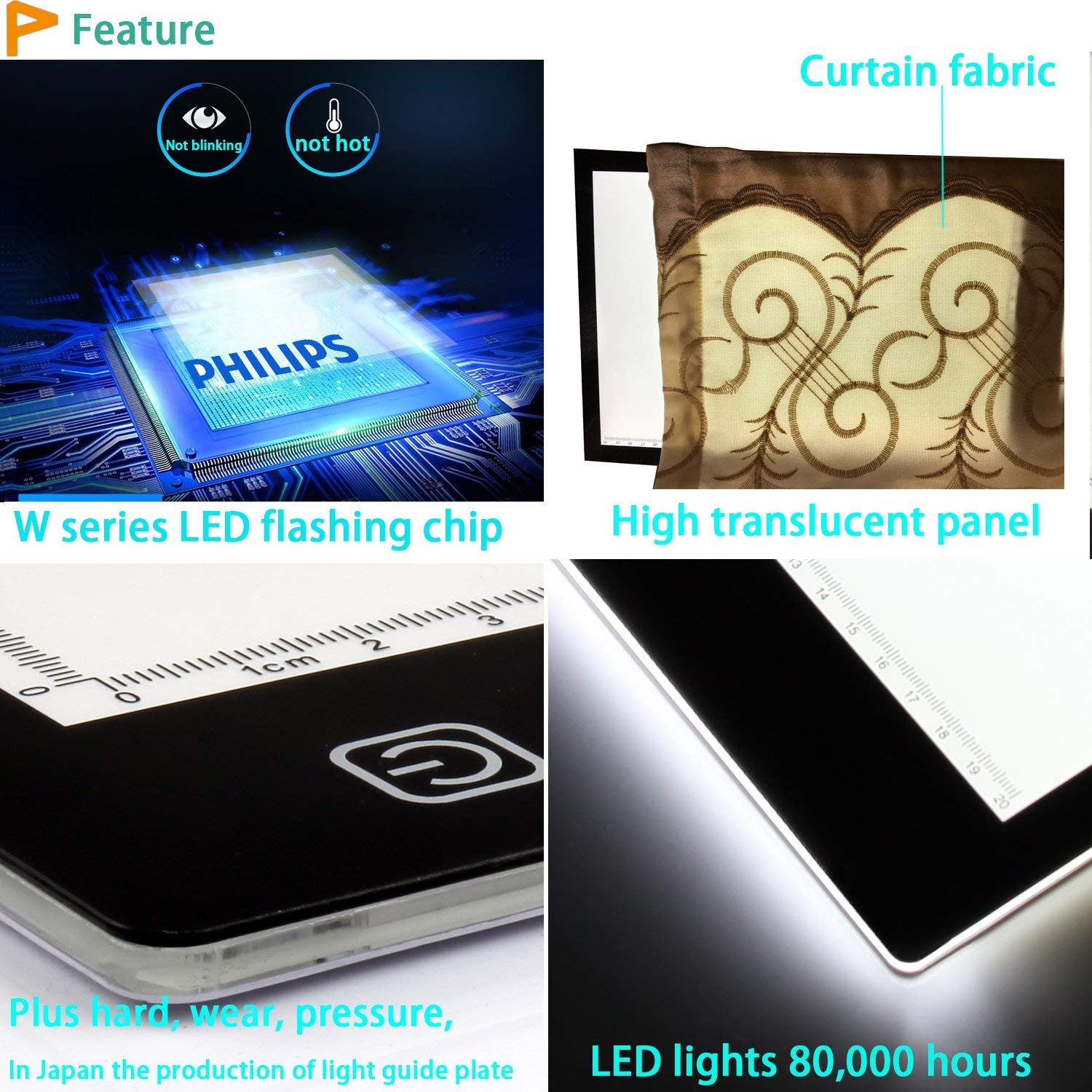 A4 Tracing Light Box - Pad Ultra-sottile solo 5mm tavolino di alimentazione USB per gli artisti, disegnare, disegnare, animazione,con luce LED regolabile.