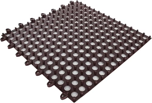 Miniatura 4 de Paquete de 12 baldosas de goma entrelazadas de 12 x 12 pulgadas, tapete de drenaje antideslizante para suelo de perrera, tapete modular entrelazado