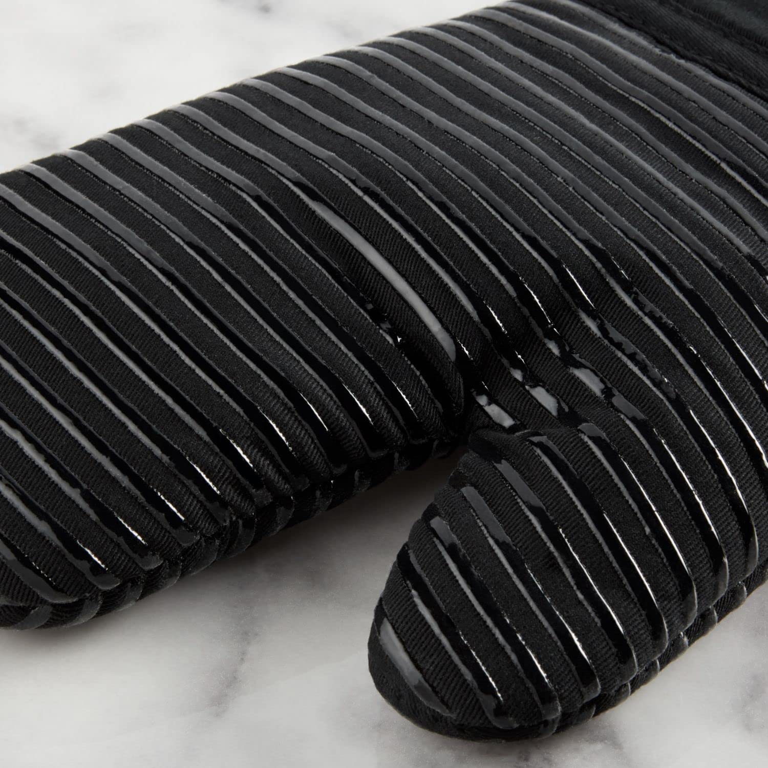 KitchenAid Quilted Cotton Terry Cloth Oven Mitt, Pot Holder, Kitchen Towel 4-Pack Set, Heat Resistant, Silicone Grip, Gift Set, Matte Black, 16"x26", 7"x13" & 7"x10"