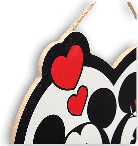 Vista 4 de Open Road Brands Disney Mickey Mouse y Minnie Mouse - Letrero de pared en forma de corazón Negro/blanco
