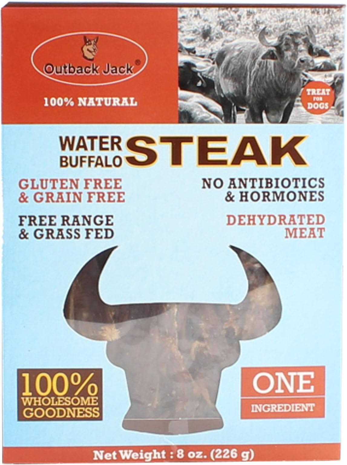 Outback Jack 8 Oz Water Buffalo Steak Jerky Dog Treats, One Size