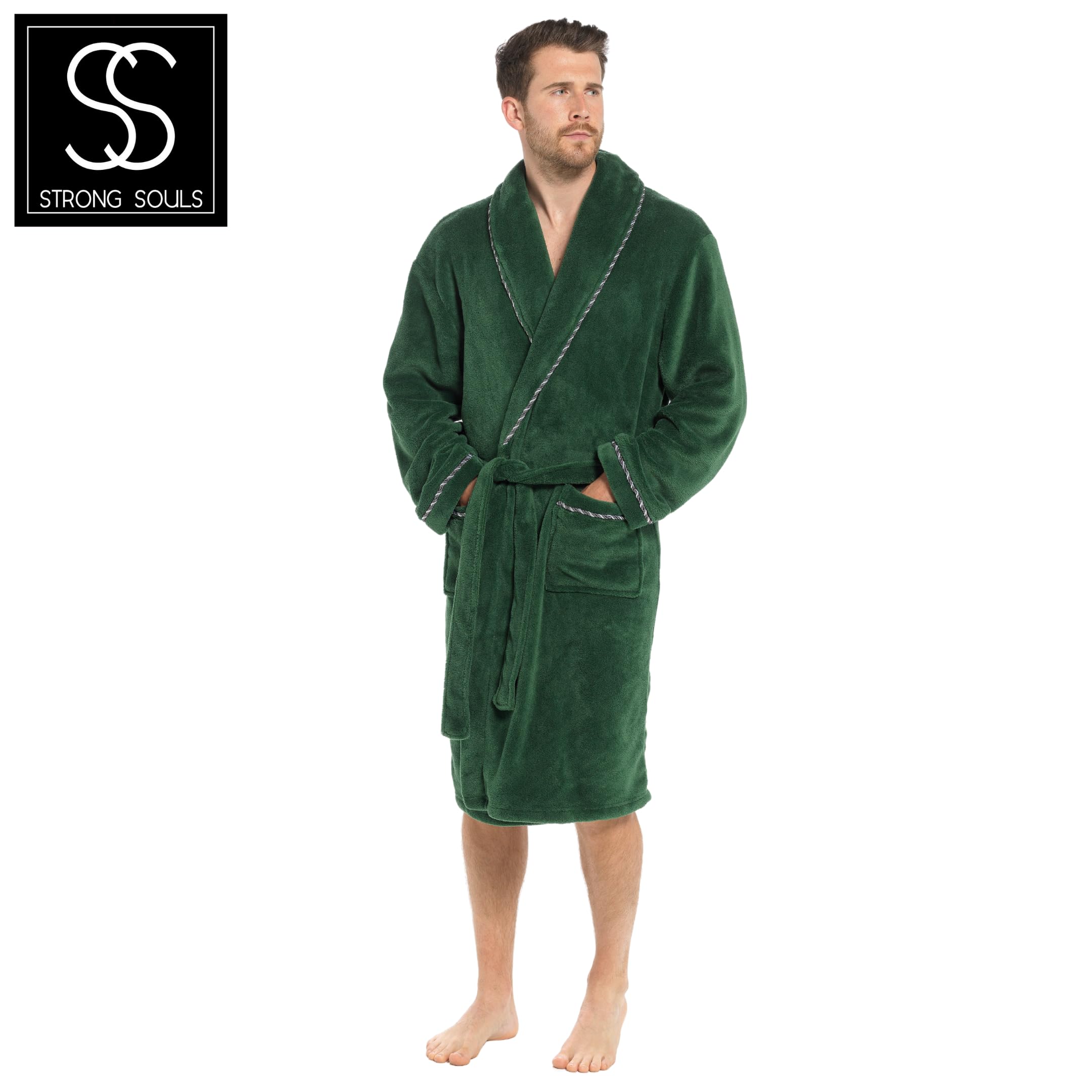 Strong Souls Peignoir en Polaire de Luxe pour Homme Doux et Chaud Peignoir Cadeau pour Homme