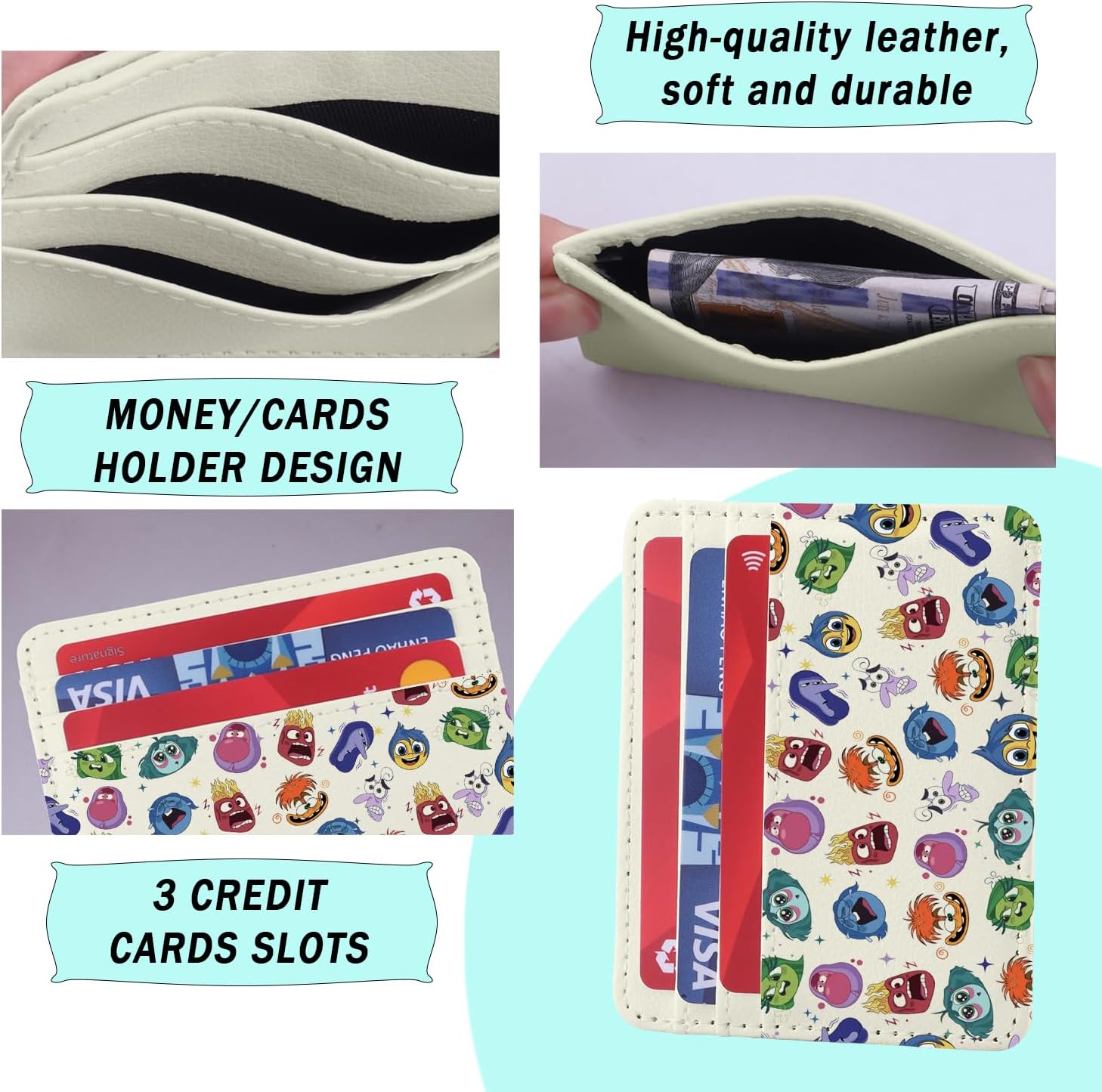 ENSIANTH Cartoon Emotions Inspired Gift All The Feelings Characters Credit Card Holder Joy Sadness Fear Emotion Team Fan Gift (feel CH)