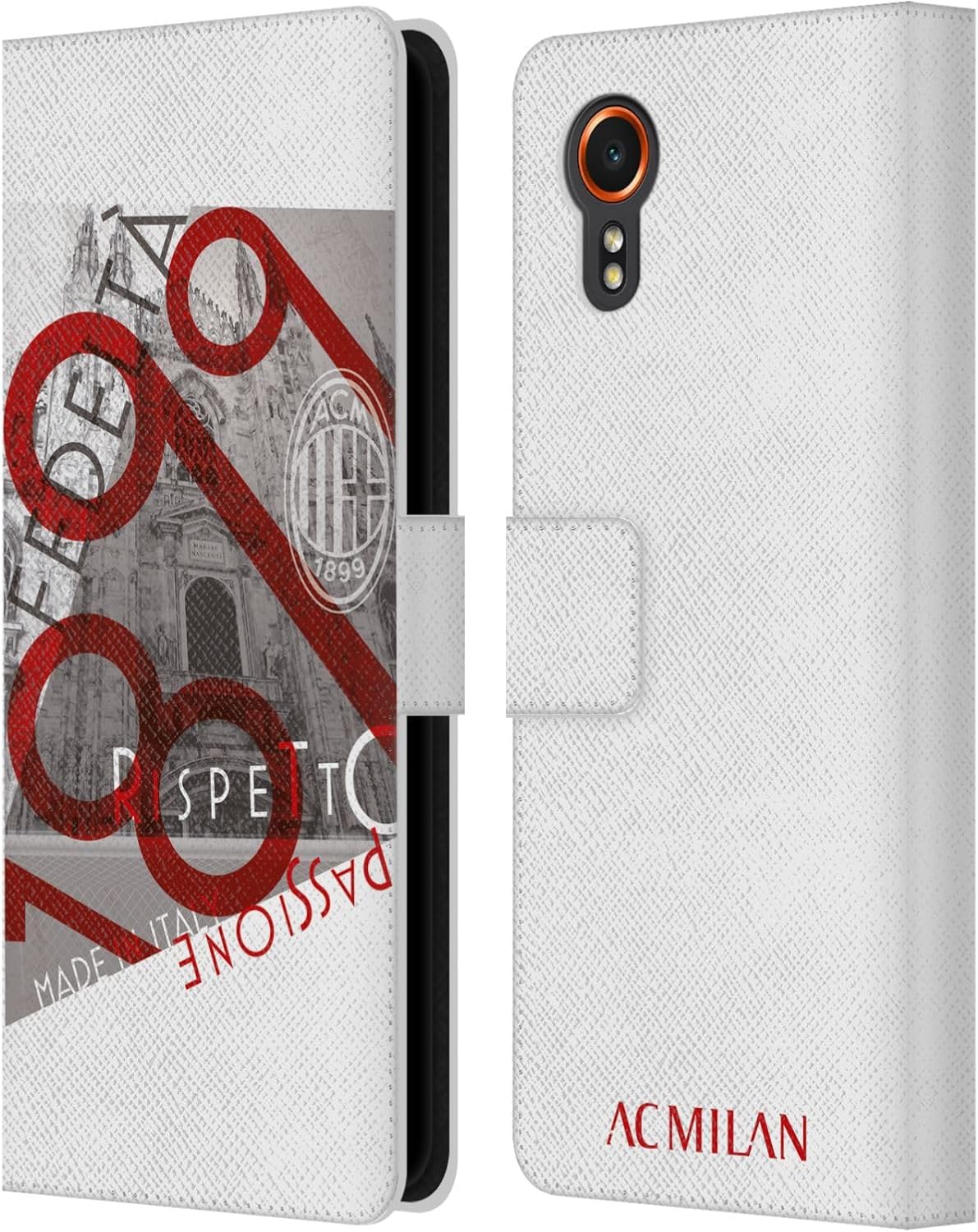 Head Case Designs Officially Licensed AC Milan Passion Adults Leather Wallet Case Compatible with Samsung Galaxy Xcover7 5G
