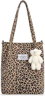 Lion Bag Women with Bear Pendant, Bag Leopard Pattern Shopping Bag Large for Casual & School, Tote Bag Women Shoulder Bag Tote Bag Leopard Print