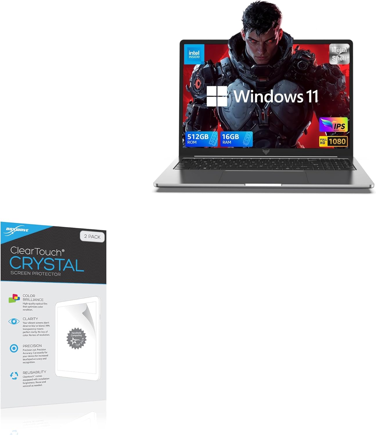 BoxWave Screen Protector Compatible with KAIGERR Laptop (16 in) - ClearTouch Crystal (2-Pack), HD Film Skin - Shields from Scratches
