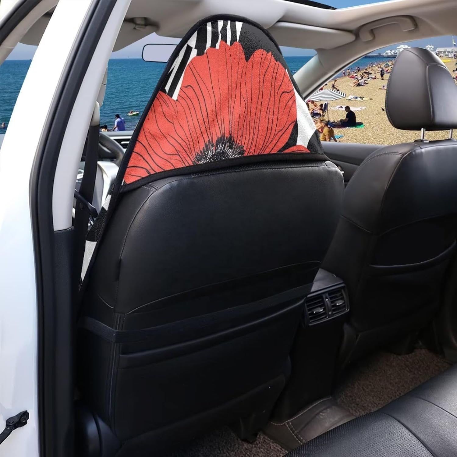 Modysero Universal Waterproof Seat Covers for Car Red Flower Towel Seat Cover Easy Install Soft Lightweight Novelty SUV Trucks Sedan Car Front Seat Towel