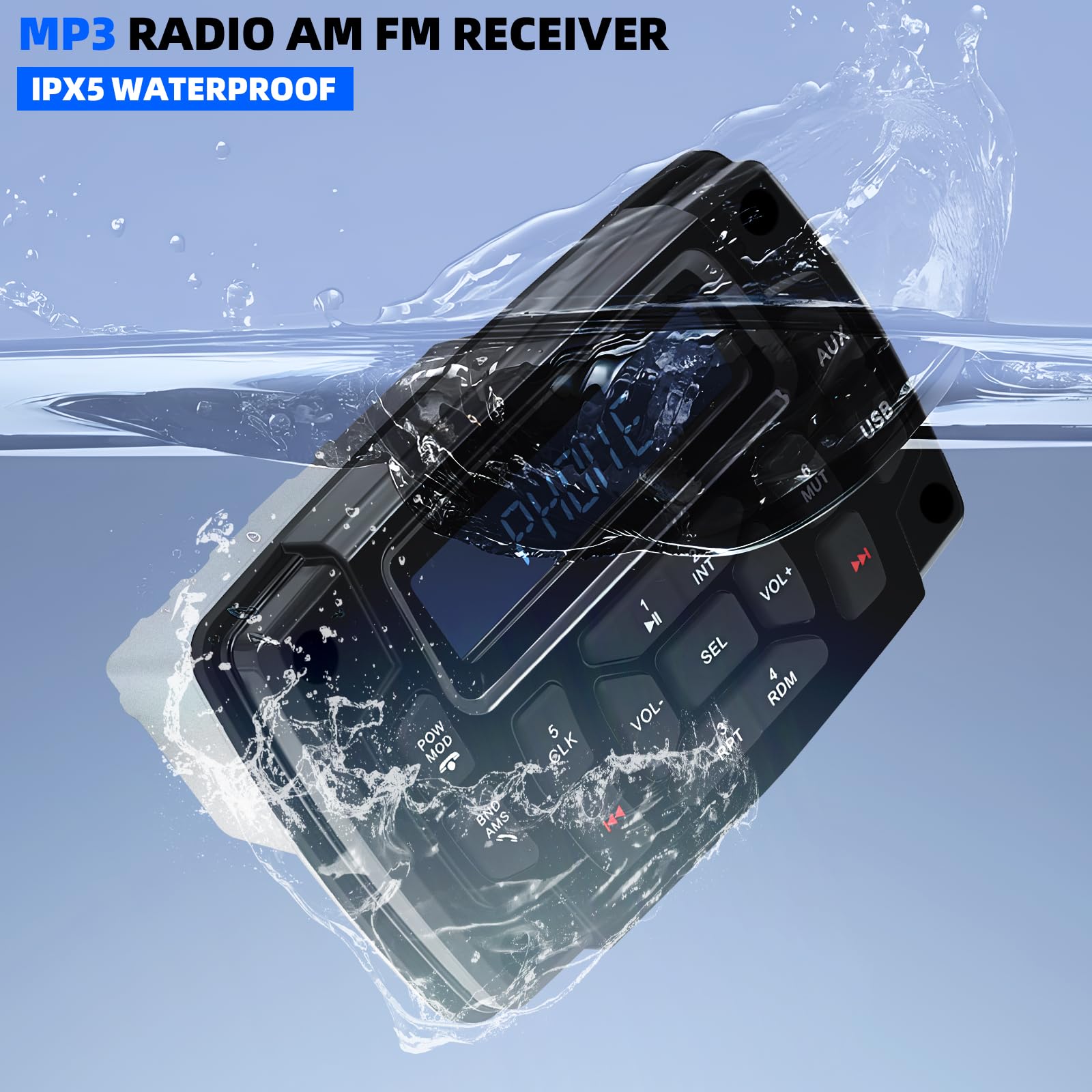 Geloo Barca Marine Stereo Impermeabile Lettore MP3 AM/FM Radio Nautica per barca, Stereo Media Ricevitore Yacht Funzione di Chiamata in Vivavoce per Barche, Yacht Marine