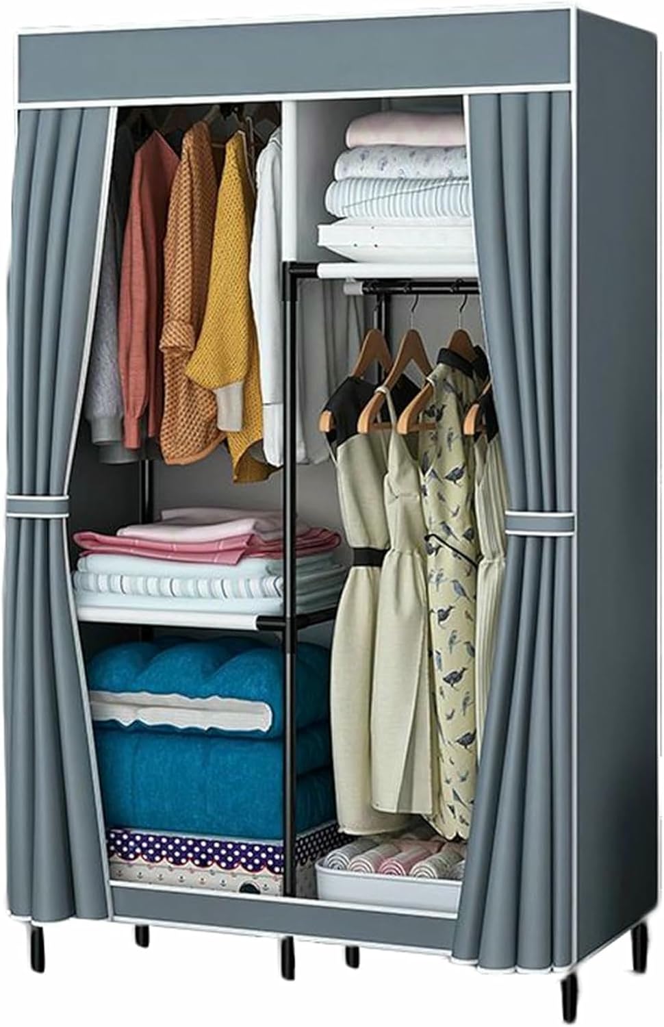Portable Closet Wardrobe,Easy Assemble Wardrobe,Clothing Storage Rack,Large Capacity Portable Closet Wardrobe with Non-Woven Fabric Cover(Rose Red) Rack