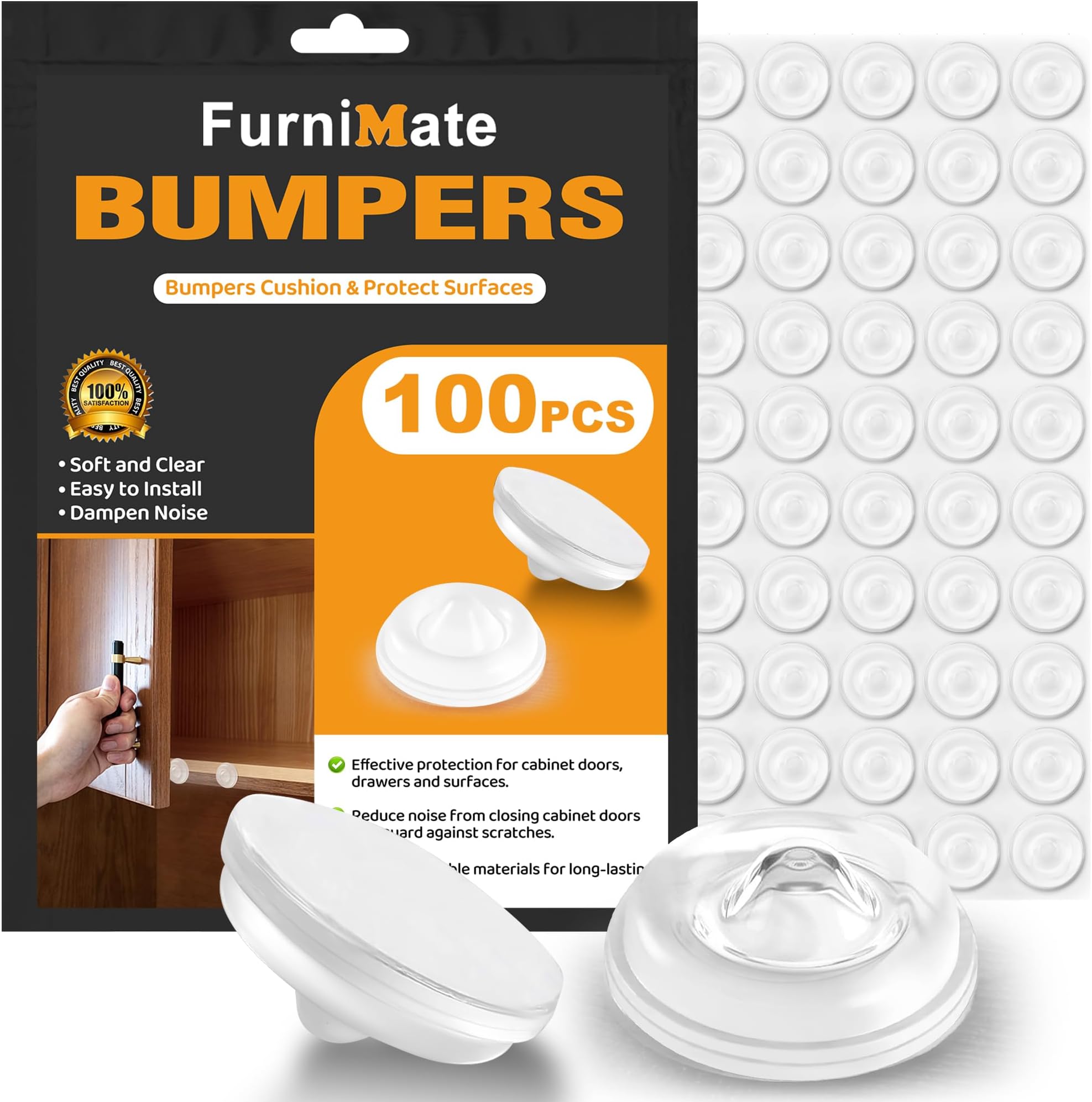 Clear Cabinet Door Bumpers Pads 100PCS 1/2" Soft Close Drawer Pad Bumpers Adhesive Rubber Bumpers for Cabinets Drawer Picture Frame Sound Dampening