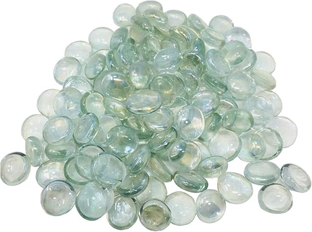 5kg (Approx. 1000) Pack of Round Decorative Glass Pebbles / Stones / Beads / Nuggets / Gems / Mosaic (Clear)