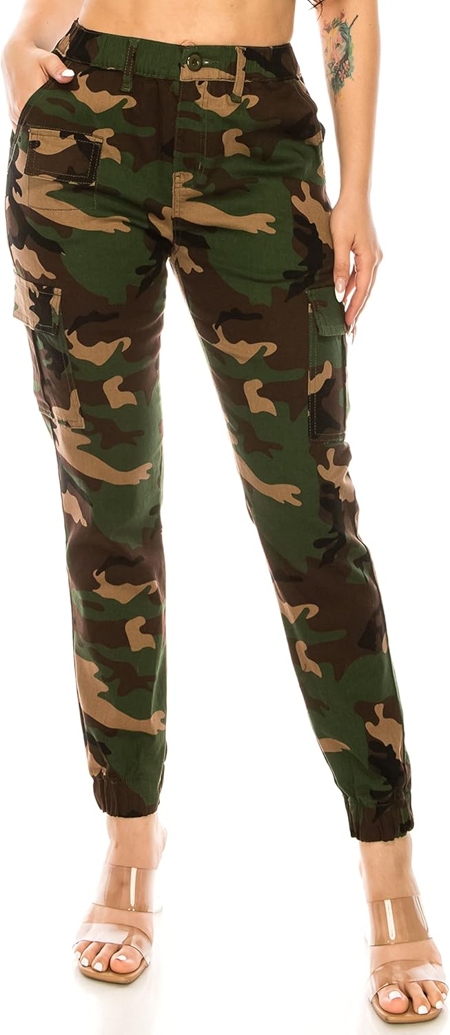 Double Denim January 5th High Waisted Cargo Joggers Pants for Women – Baggy Fleece-Lined Sweatpants with Pockets Streetwear