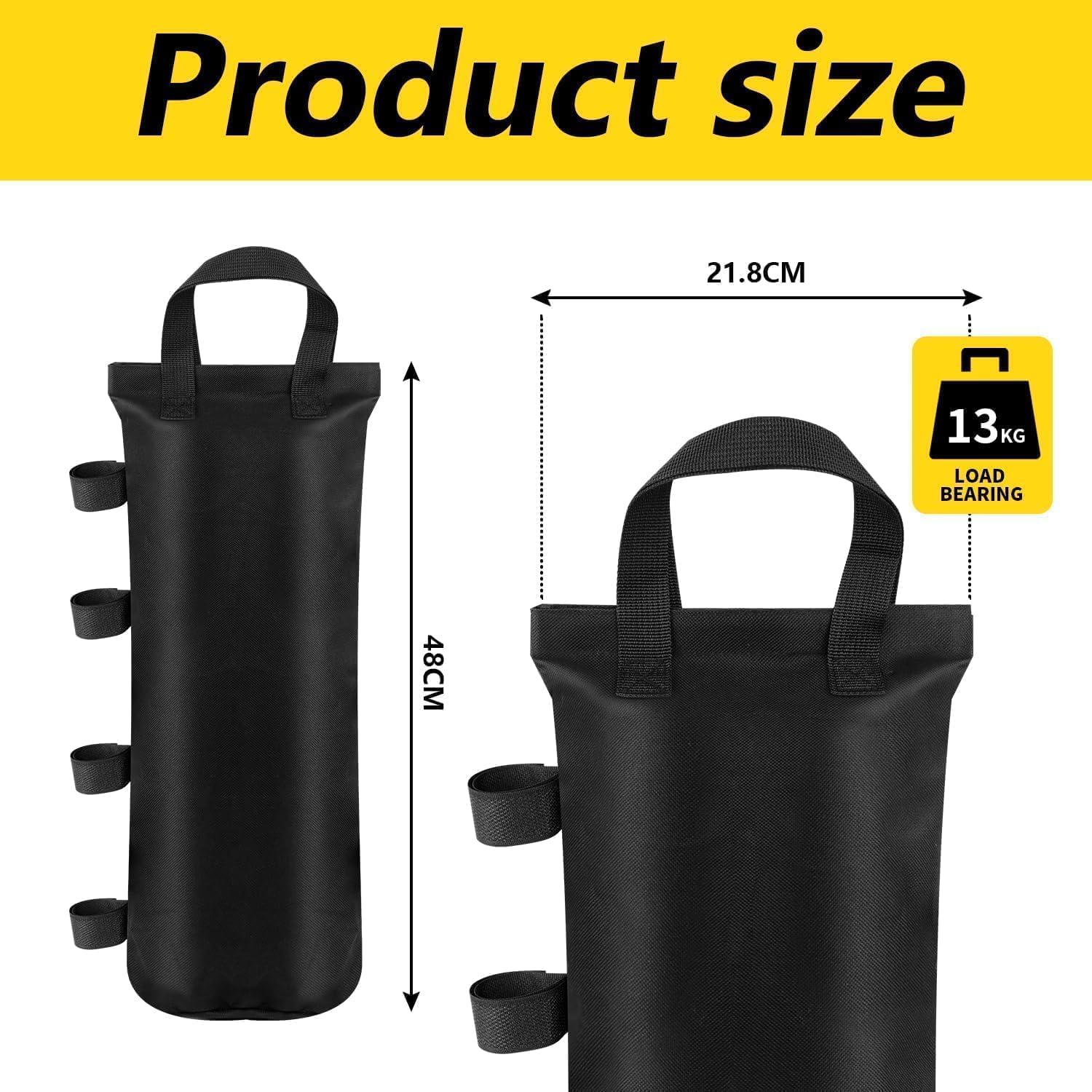 Zavorre Tessuto Oxford Set 4 Pesi Per Gazebo - Sacchi Zavorra Oxford 600D 50x20cm - Fissaggio A Strappo Per Esterno Stabilizzatori Tende Esterne - 7