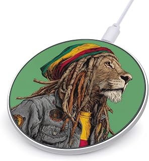 Rasta Lion Judah Novelty Wireless Charger Funny 10W Fast Charging Pad Mat for Cell Phone