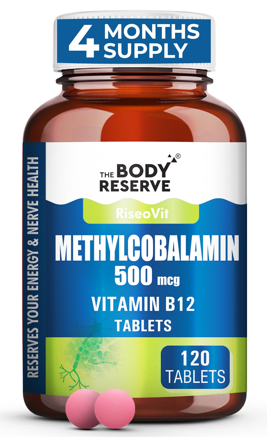 THE BODY RESERVE Vitamin B12 Supplements Methylcobalamin 500 Mcg Tablets | Active For Men & Women 120 Veg (4-Month Supply)-image-21