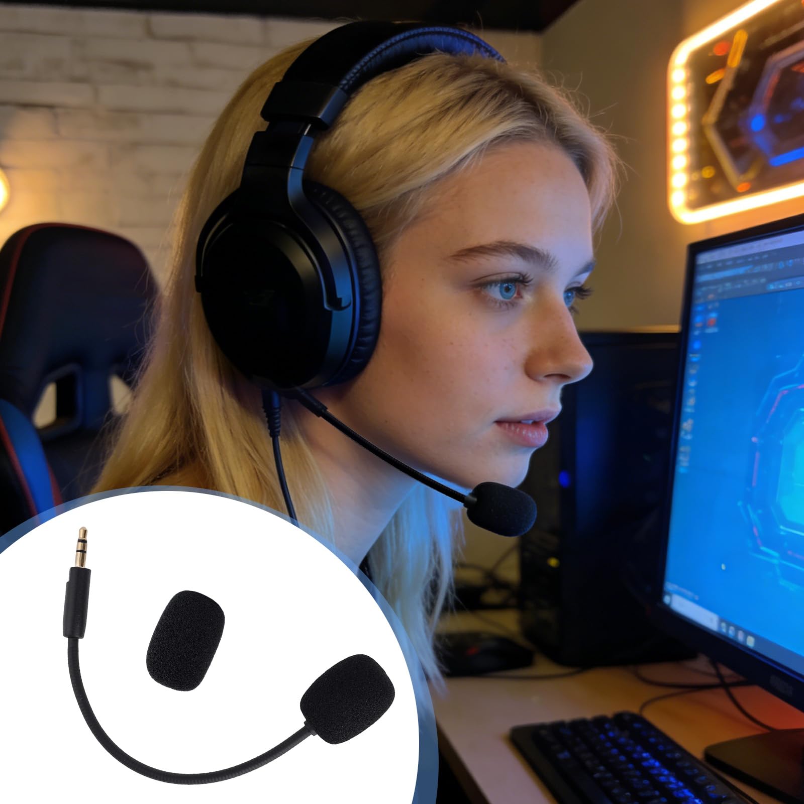 Micrófono de Repuesto para Auriculares Razer Barracuda X, Brazo de Juego Desmontable 3,5mm con Espuma Compatible con Auriculares Barracuda X Cancelación Ruido