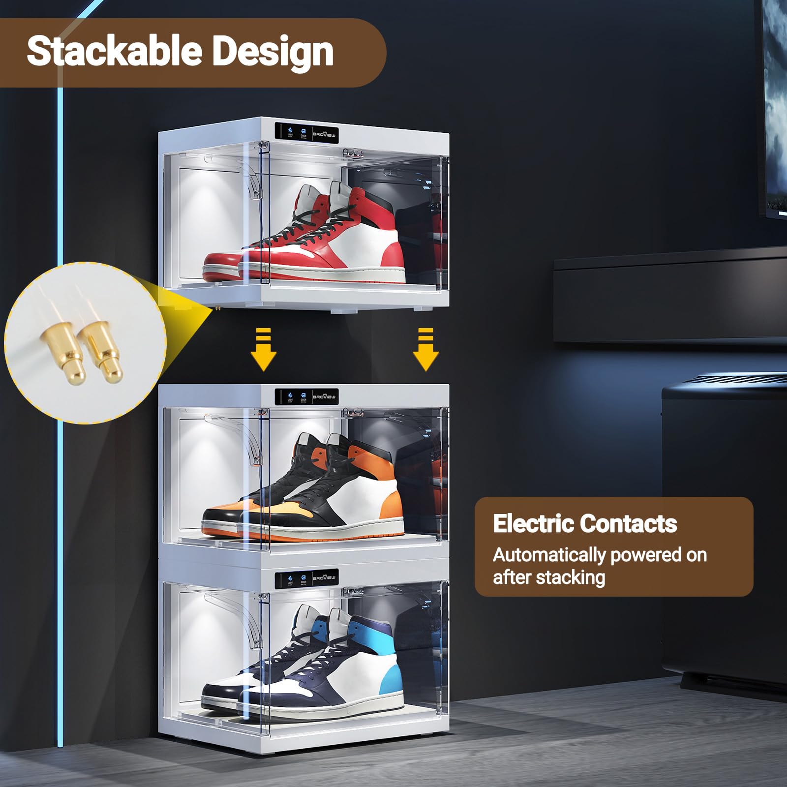 Amazon.co.jp: BROVIEW スマートシューズディスプレイボックス LED
