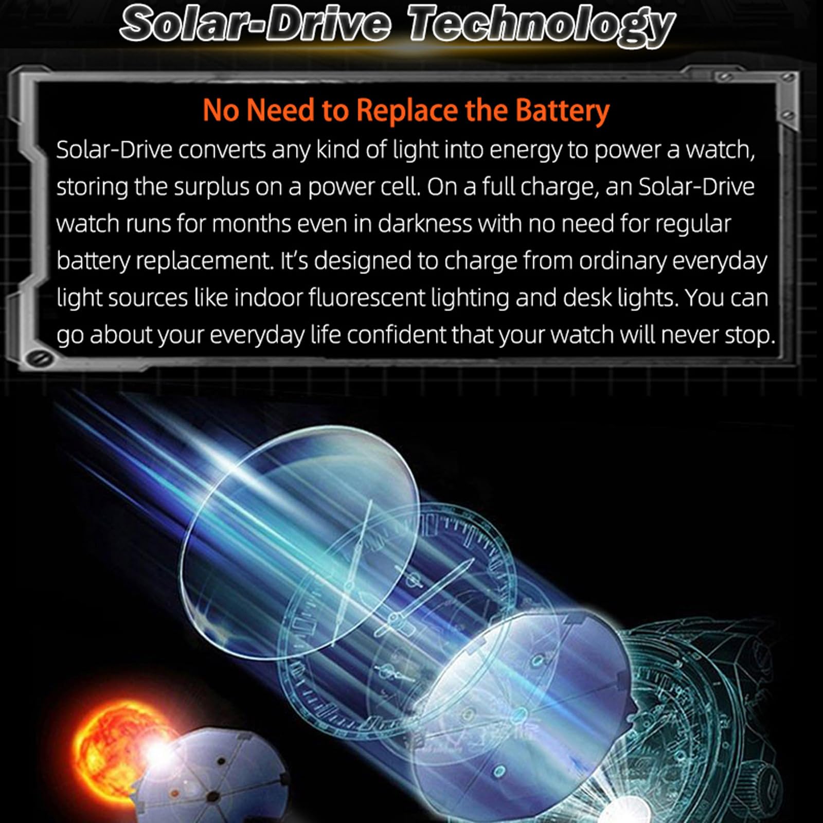 findtime Montre à énergie solaire pour homme étanche 5 ATM LED pour marathon, survie, natation, militaire, tactique, orange