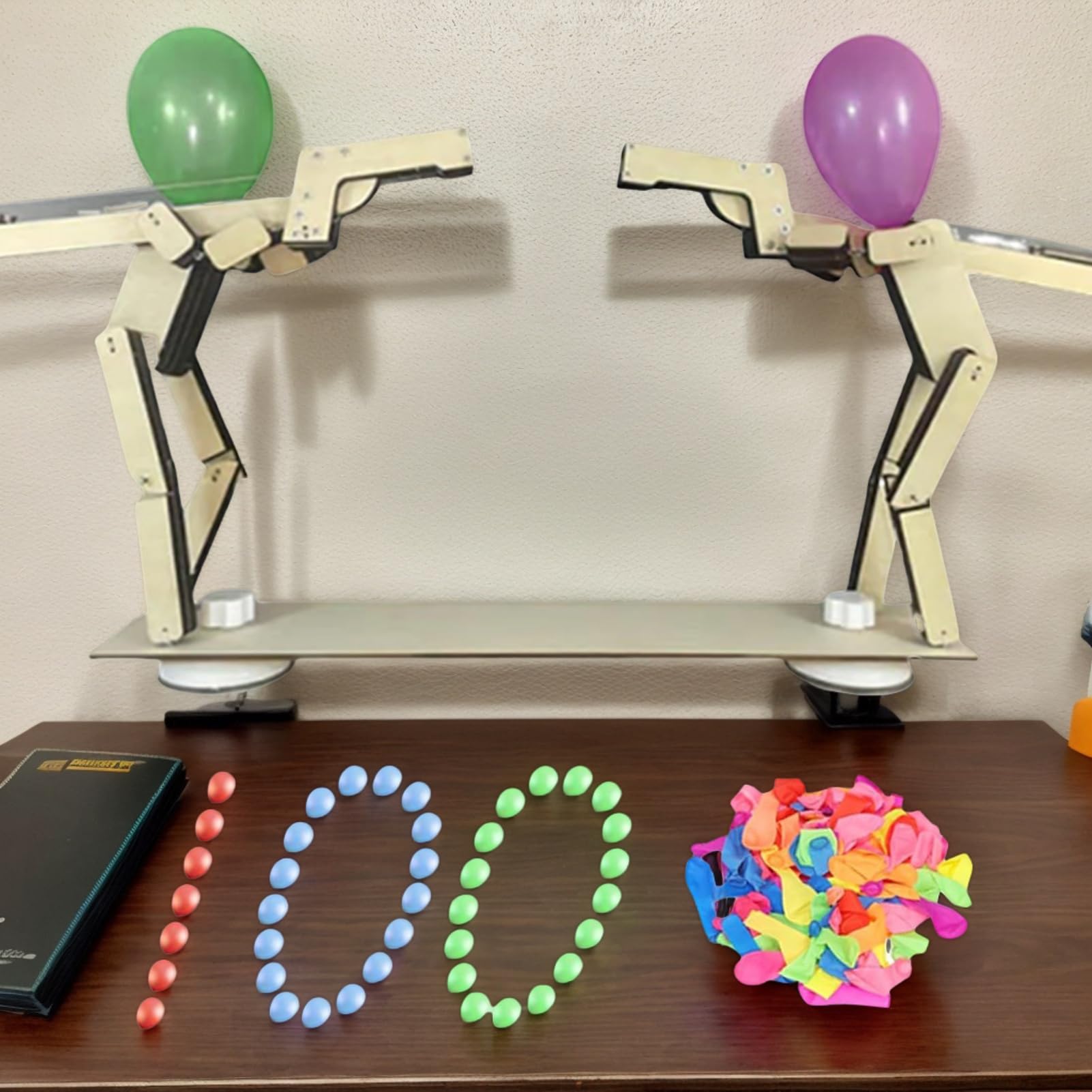 Balloon Battle,Handmade Wooden Fencing Puppets,Wooden Robot Battle Game for Two,Meilleur Jeu de Ballon Whack,Marionnettes D'escrimes Tir la Tête pour Fêtes