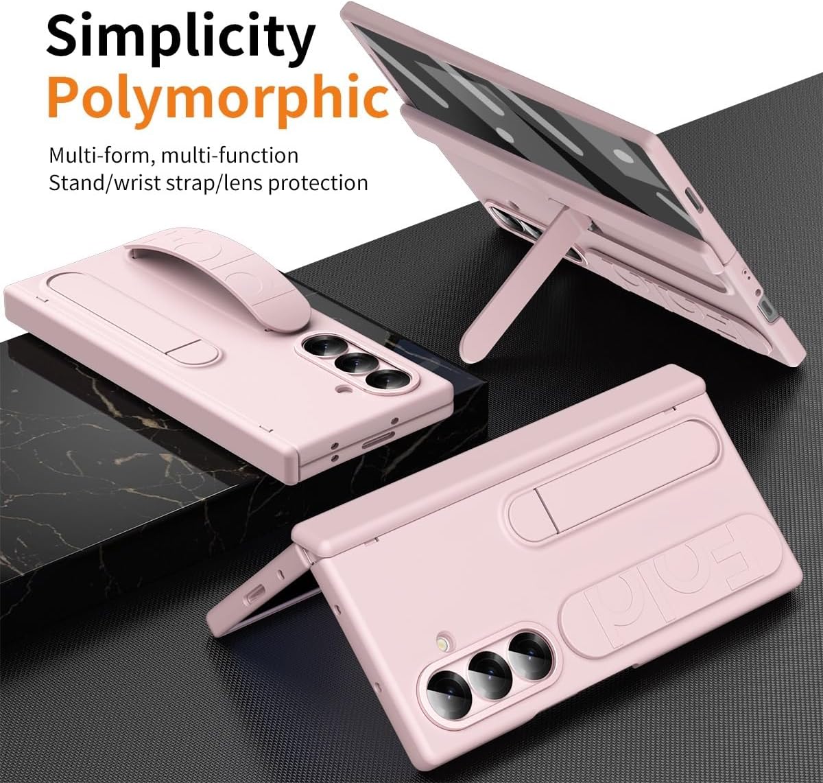 Compatible with Samsung Galaxy Z Fold 7 Case with Stand Built-in Screen Protector, Hinge Protective Case Full-Body Shockproof Protective Phone Case Compatible with Galaxy Z Fold 7 (Pink)