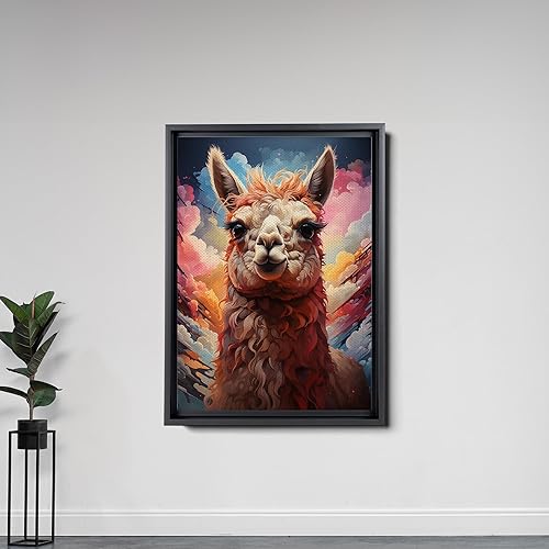 Miniatura 7 de Alpaca Canvas Wall Art for Bathroom Living Room Wall Decoration with Frame Animal Portrait Window Wall Painting Autumn Landscape Wall Picture