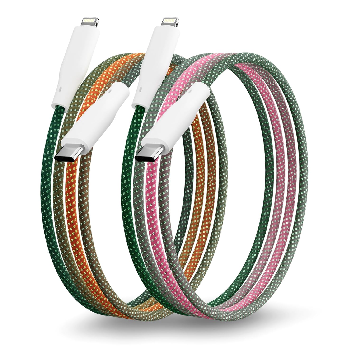 Travel Depot USB C to Lightning Cable 3 FT, 2 Pack iPhone Charger Cord Colorful Nylon Braided Fast Charging Cable for iPhone 14 13 12 11 Pro XS Max XR X 8 7 6 iPad iPod [Apple MFi Certified]