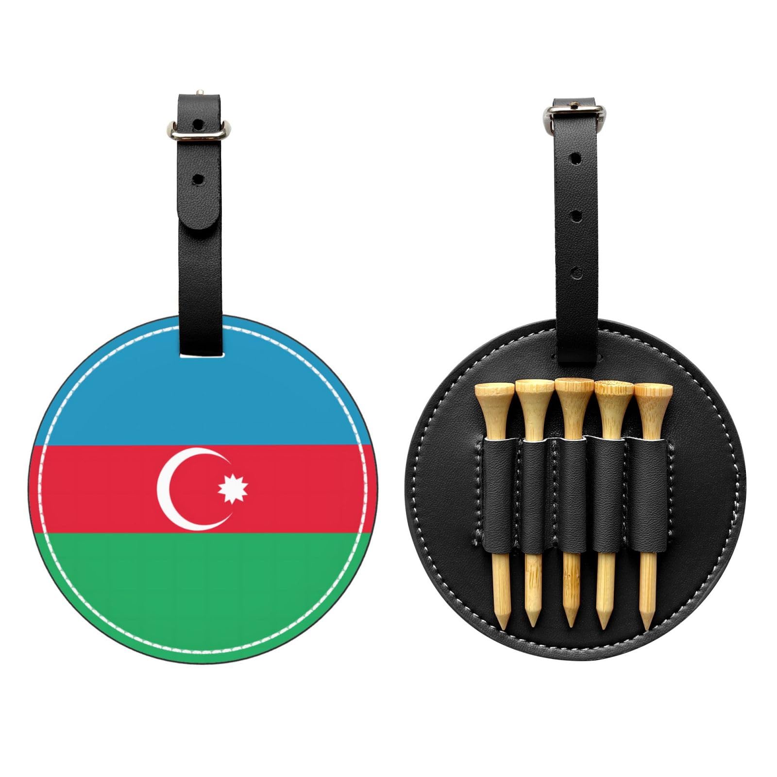 Flag of Azerbaijan Black Golf tee Storage Bag - Durable and wear-Resistant Golf Accessories
