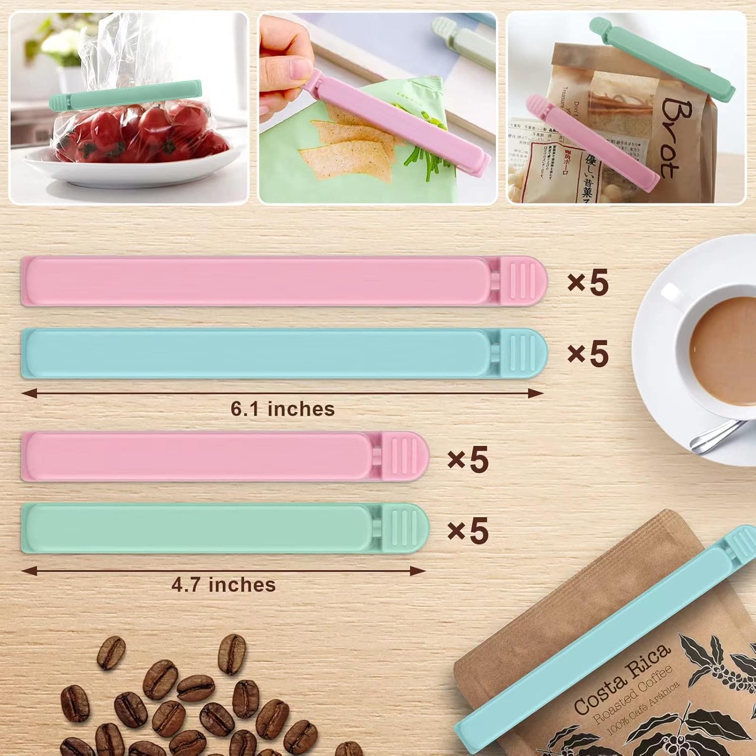XC Plastic Food Bag Clips, 20Pcs Set, Multiple Colors, Durable, Elastic Buckle Design, Good Sealing Performance, Multiple Usage, PP Material